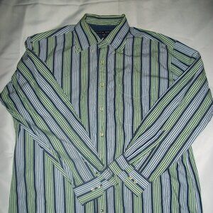 Tommy Hilfiger Shirt Men's SIZE LARGE Blue Multi Stripe